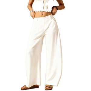 <span class=keywords><strong>Pantaloni</strong></span> Palazzo Larghi da Donna in Cotone 100% Modello Barrel, Collezione Estate 2026, Casual a Gamba Larga con <span class=keywords><strong>Tasche</strong></span> - Product Image 6