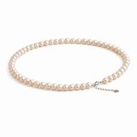 Collier en alliage de perles d'eau douce naturelles, style pastoral |   Collier ras du cou en perles de riz de 6-8 mm |   Bijoux en perles blanches crème à haute brillance |