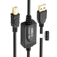 Câble d'imprimante USB 2.0 plaqué or Bochara, Type A mâle vers Type B, avec puce IC intégrée, double blindage (feuille métallique + tressé), 10m 20m 30m