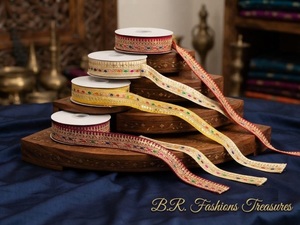 Multicolor Silk Embroidered Floral <b>Sequin</b> Lace Trim Border Ribbon Bridal Wedding <b>Dress</b> Saree Lehenga Garment Craft Sewing Width - Product Image 1