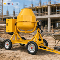Mezcladora de Concreto Remolcable Eficiente para Proyectos Pequeños, Mezcladora de Cemento Móvil de 4 Ruedas con Neumáticos Grandes y Motor