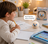 Peluche Lion de Mer Interactif IA avec Musique et Sons – Compagnon d'Éveil Éducatif, Adorable Cadeau de Dessin Animé Style Animal de Compagnie pour Enfants (OEM)