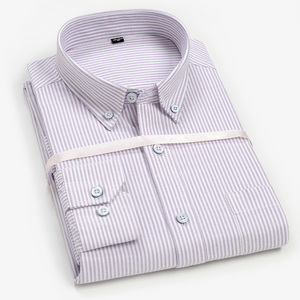 Camisa <span class=keywords><strong>Oxford</strong></span> de Manga Larga para Hombre, Corte Entallado, Formal, 100% Algodón, Transpirable, Estilo Coreano Moderno, Otoño, Adulto - Product Image 4