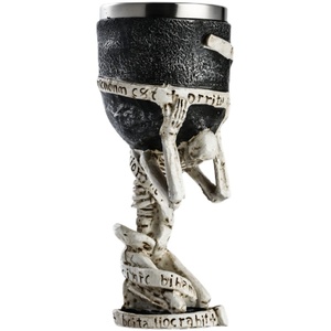 रेज़िन टिकी स्कल कप क्रिएटिव कॉकटेल ग्लास स्टेनलेस स्टील मग बार ग्लास हैलोवीन डेकोरेशन कप - Product Image 5