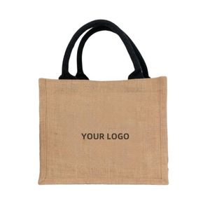 Bolsa de Yute Personalizada de Fábrica, Venta Caliente, Buena Calidad, con Logotipo Personalizado, Bolsa de Compras Ecológica con Bolsillo Interior de Lona - Product Image 1