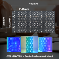 Bande LED intelligente flexible, adressable, double couche, 192 LED RGB, IP20, FPC, DC24V, 42W, télécommandée, découpable, pour divertissement