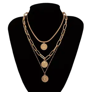 Shinin — collier Punk multi-rangs pour femmes, chaîne épaisse, vierge <span class=keywords><strong>marie</strong></span>, ras du cou, pièces de monnaie sculptées, pendentif, bijoux - Product Image 4