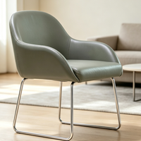 Fauteuil d'appoint moderne rembourré en cuir PU, durable, avec base en traîneau, pour hôtel, hall d'entrée, salle d'attente, café