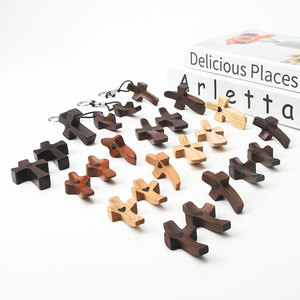 Miniatuur houten kruisjes aanmoedigingsgeschenken zwarte walnoot kruis gebedskruisje zakkruisjes palmkruis spirituele metgezel kruis - Product Image 3
