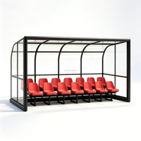 Bancada Deportiva Elíptica de Aluminio Resistente, de Dos Niveles, con Cubo de PP, Plegable, Resistente a la Intemperie, Refugio Portátil para Equipos de Fútbol