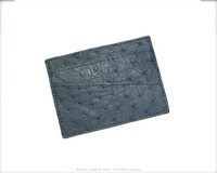 Luxe artisanat hotsale véritable porte-cartes en cuir d'autruche, peau d'autruche véritable titulaire de la carte portefeuille