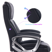 VANBOW Boss Chaise de bureau pour cadres Mobilier commercial moderne Ergonomique Noir PU Cuir Confortable Siège Pivotant Réglable