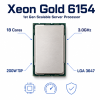 Processeur de serveur Gold 6154, 18 cœurs, 3,0 GHz, 3,7 GHz Turbo, 24,75 Mo, 200 W TDP, LGA3647, pour centre de données