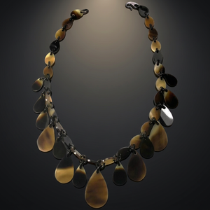Buffalo Horn Classic Black & Brown Tear Drop <b>Necklace</b> for Children's a Stylish <b>Statement</b> Piece - Product Image 2