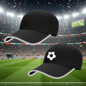 Promotion Football Printed Decoration LED Baseball Cap Cotton Hat Concerts, Worldcup Sports Fans Night Running Safety Outdoor