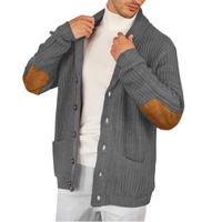 Pull cardigan à col châle pour homme, multicolores, boutonné, en tricot, avec poches