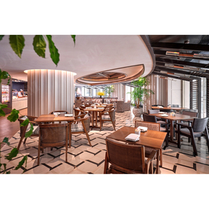 Bàn nhà hàng gỗ rắn hiện đại IDM với ghế sofa và quầy bar cho mục đích thương mại - Product Image 5