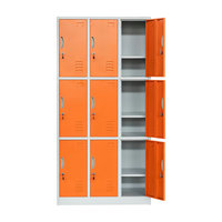 Armoire en acier à 9 portes avec serrure à clé, vestiaire, placard de rangement, casier en métal pour atelier, personnel, salle de sport