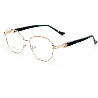 WHEF-CD9702 Montures de lunettes optiques de haute qualité en métal œil de chat pour tous les types de visage avec branches en acétate