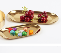 Plateau ovale en acier inoxydable doré jetable de haute qualité, plateau à fruits pour mariage, maison