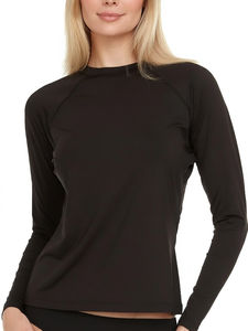 Camiseta Deportiva de Manga Larga con Protección Solar UPF50+ para Mujer, Cuello Redondo, Estilo Raglán, para Surf - Product Image 1