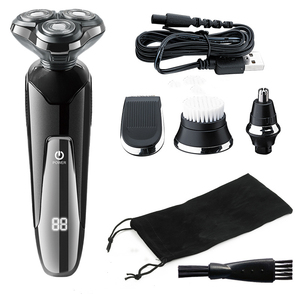 Kit de Afeitado Multifuncional 4 en 1, Afeitadora Eléctrica Recargable USB, Afeitadora Rotativa Impermeable de Triple Cuchilla para Hombre - Product Image 3