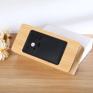 Bamboo Digital Alarm <b>Clock</b> LED Display Desk <b>Clock</b> Temperature Display Voice Control for <b>Bedroom</b> Office - Product Image 5