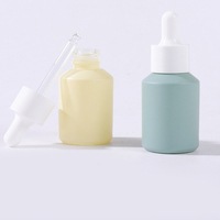 Flacon hydro en verre de 30ml, forme cylindrique à épaules plates, blanc, rose, bleu, violet, pour le soin de la peau