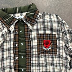 Chemise en flanelle à carreaux à manches longues, style streetwear vintage, patchwork multicolore, coupe ample, épaules tombantes, broderie lourde pour hommes - Product Image 6