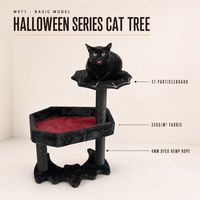 Arbre à chat Halloween avec ailes de chauve-souris, tour à chat en panneau de particules E1, griffoir, mobilier d'intérieur pour animaux de compagnie