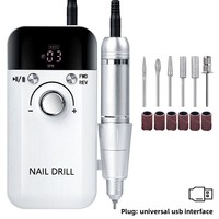 Ponceuse à ongles professionnelle 30W portable avec moteur brushless 45000 tr/min, rechargeable par USB, en acier inoxydable, pour manucure et pédicure (version US)