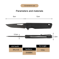 Couteaux pliants Bochen avec lame finition Stone Washed, clip de poche et trou de suspension, couteau de survie EDC pour la chasse
