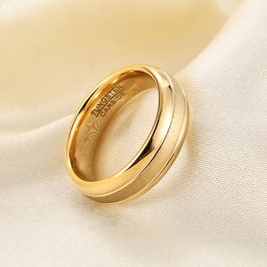 <b>Tungsten</b> Carbide Ring 6mm Frosted Finish Geometric Design Wedding Band Unisex Jewelry - Product Image 3