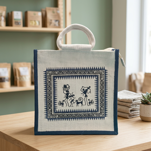 Bolso Tote de Yute Bohemio con Patrón Geométrico Elegante al por Mayor, Reutilizable con Cremallera y Asas, el Compañero Perfecto para la Playa, Unisex - Product Image 3