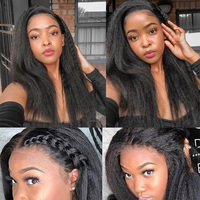 Perruque Lace Front HD Transparente 13x4 Pas Chère, Cheveux Humains Brésiliens Vierges Kinky Straight 360 Yaki Sans Colle, Perruque Complète en Dentelle