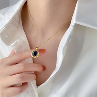 Collier Bowei, ovale géométrique, saphir et zircon blanc, petite chaîne de clavicule