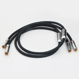 Hifi 7N OCC Kupfer versilbertes 2RCA-Audiokabel von Stecker zu Stecker mit selbstsicher ndem Stecker