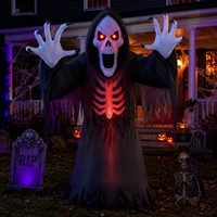 Décoration de jardin extérieure personnalisable de 1,80 m, squelette de la mort gonflable d'Halloween avec éclairage LED
