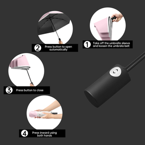 Parapluie de <span class=keywords><strong>voyage</strong></span> portable moderne 190T à impression personnalisée, entièrement automatique, pliable en 3 sections, anti-<span class=keywords><strong>soleil</strong></span> et anti-pluie, avec conception de sécurité, ultra-léger - Product Image 3