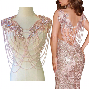 ผ้าปะติดไหล่ประดับพลอยเทียมรูปดอกไม้สีชมพู,ชุดงานพรอมปี WDP-297 - Product Image 1