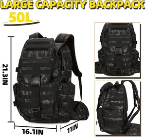 Mochila Táctica Multifuncional de 50L con Diseño de Camuflaje Negro, para Laptop, con Sistema Molle, Múltiples Compartimentos, para Senderismo, Caza, Pesca y Actividades al Aire Libre - Product Image 2