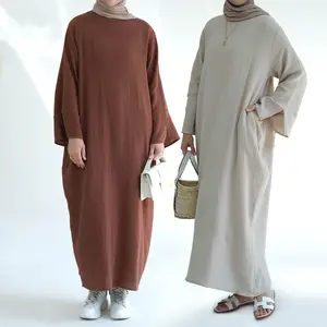 Yibaoli制造商3色普通阿巴亚穆斯林女性中庸连衣裙土耳其