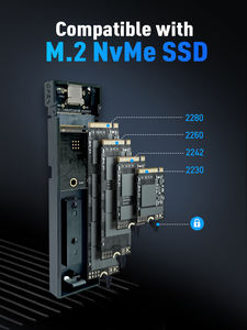 Boîtier SSD M.2 NVMe USB3.1 Gen2 10 Gbps en aluminium, transfert de données rapide, boîtier SSD portable M.2 NVMe - Product Image 3
