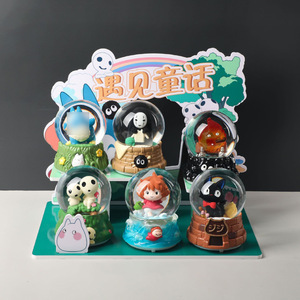Figurines d'animation en résine sur le thème des contes de fées Studio Ghibli, boîte mystère, boule de cristal musicale lumineuse, décorations de bureau, objets de collection, cadeau - Product Image 3