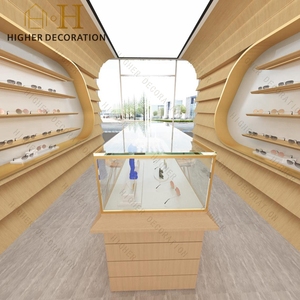 整店定制中密度纤维板木饰面眼镜店设计展示架太阳镜壁架和展示柜 - Product Image 1