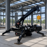 Grue araignée hybride diesel-électrique à structure facilement démontable pour le montage de panneaux de verre sur les immeubles de grande hauteur