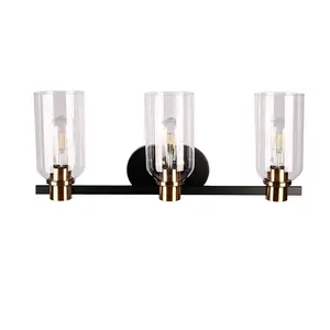 Modern Hallway Stair Black Bracket Lighting 3 Bulbs Vanity Wall Light Glass Bedside Wall Lamp For Interior