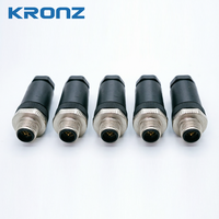 Connecteur M12 câblable sur site KRONZ, 4 broches mâle, borne à vis, droit ou coudé, prise plastique pour capteur/actionneur IP67