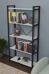 <b>Book</b> Shelf Bookcase 5 Tier Bookcase Simple Design Display Stand Floor Standing <b>Library</b> Bookshelf Storage Rack Modern Shelf - Product Image 3