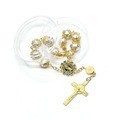Pulsera de Perlas Doradas con Cruz Religiosa, Joyería Unisex RB 068 - Product Image 2